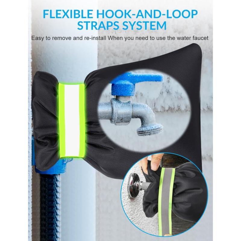 2 Pack Outdoor Faucet Covers for Winter 8.2" H x 5.9" W Freeze Protection Insulated Waterproof Spigot Cover Thicker Dual-Side 420D Oxford Cloth Flexible Hook-And-Loop Straps System Gift