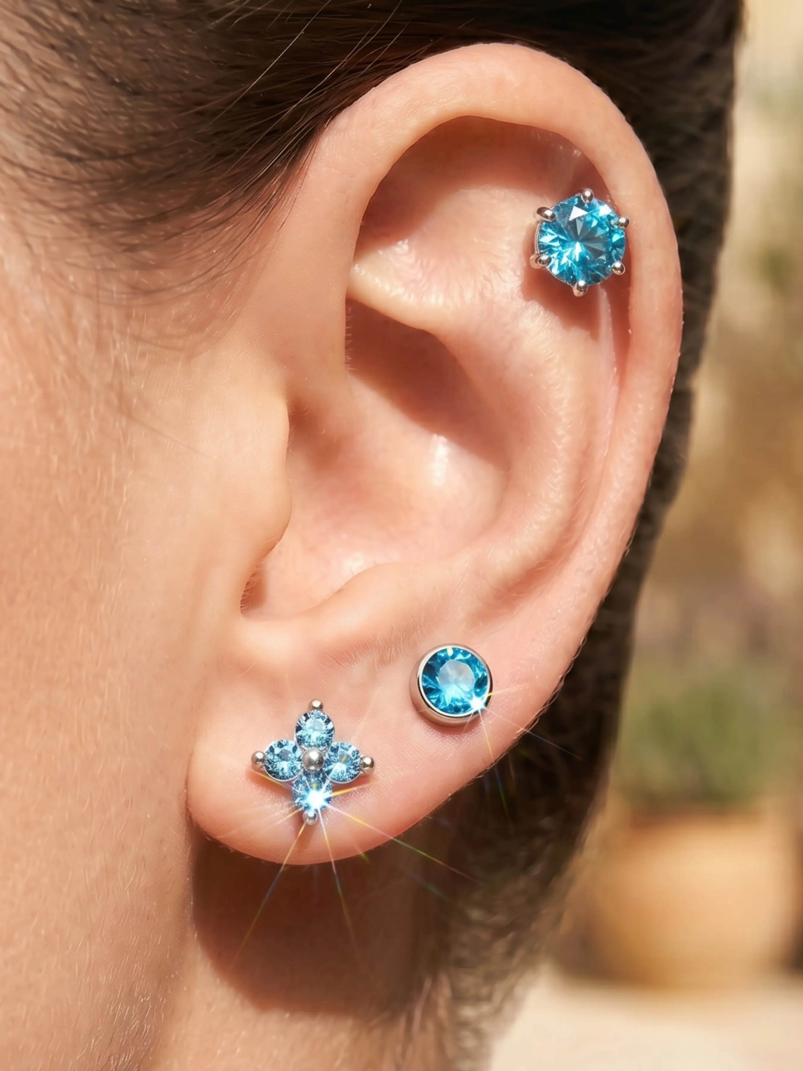 Acupressure Magnetic Clip on Earrings for Women, Alloy Blue Cubic Zirconia, Non Piercing Pressure Ear Studs, Non Pierced Jewelry, Fashion Jewelry Accessories, Fashionable Jewelry Accessories