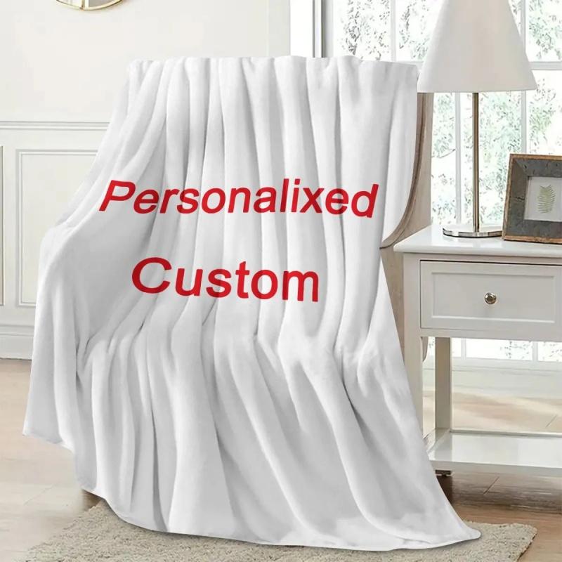 Custom Photo Blanket Personalized Picture Throw Upload Your Image DIY Flannel Soft Warm Keepsake Custom Room Decor