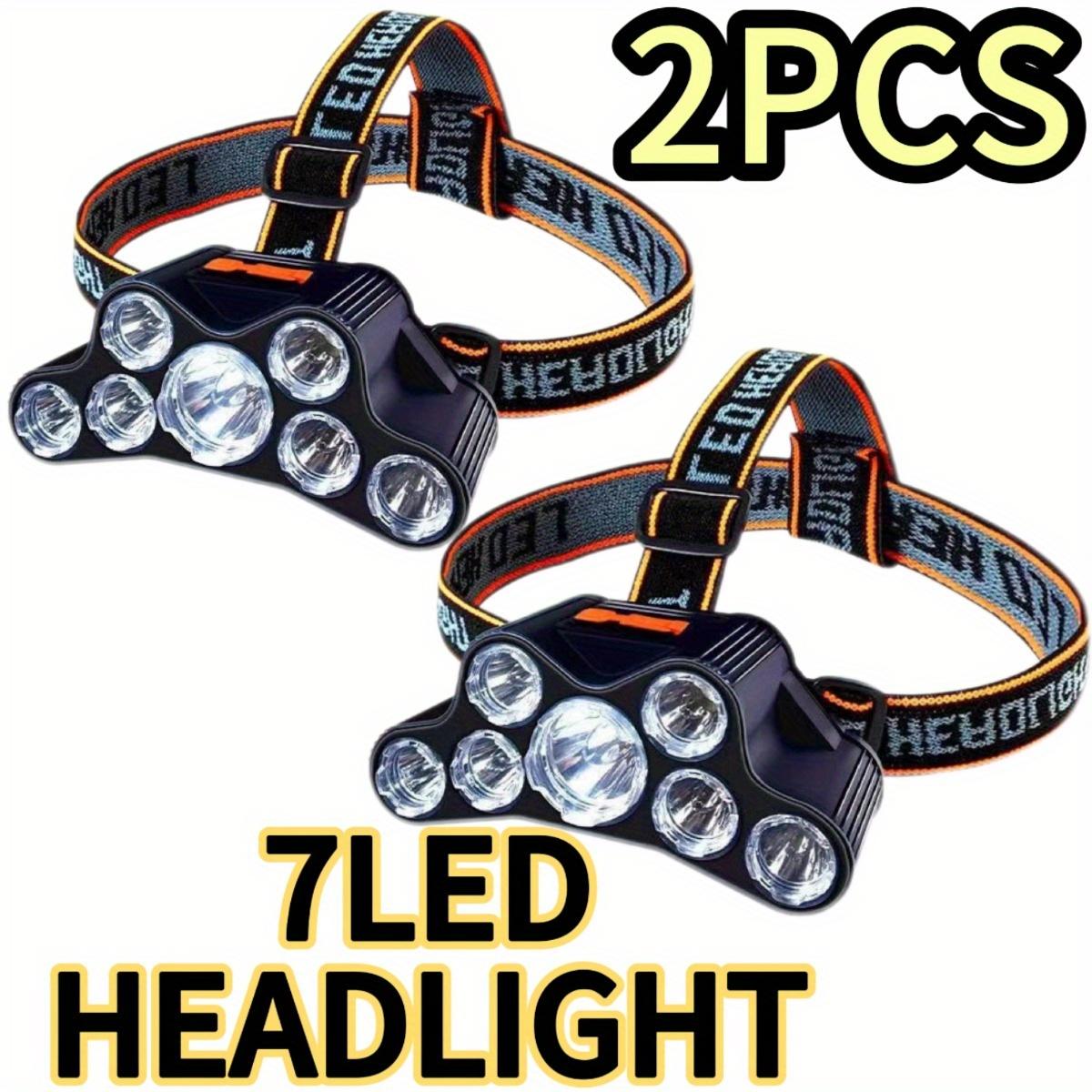 2PC Multifunctional 7LED Headlight 4 Modes Headlight Flashlight USB Rechargeable Headlight Rechargeable, Adjustable Headlight Fixture, Suitable for Camping, Outdoor Running, Hunting, Hiking, Camping