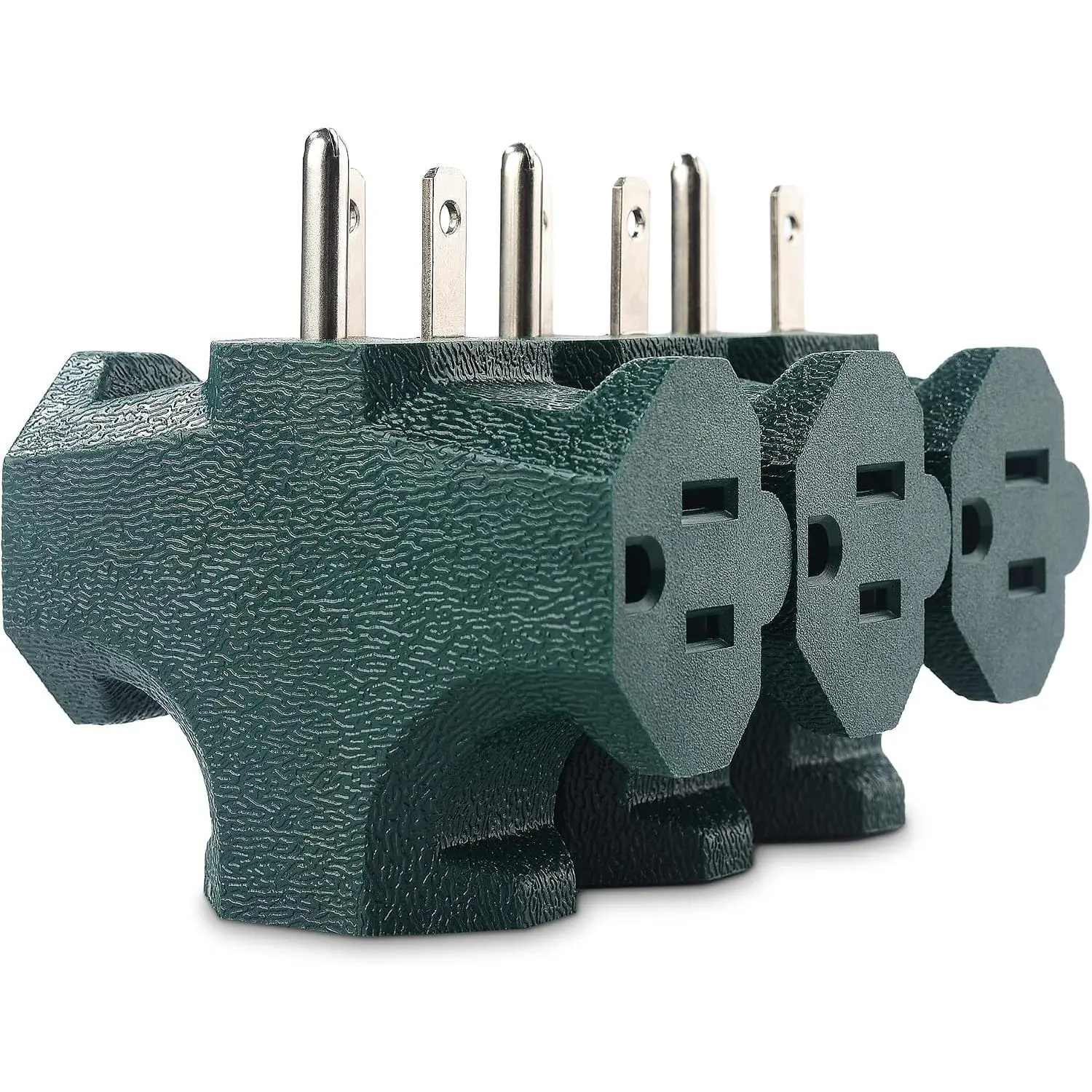 [ETL Listed]  3-Pack 3 Way Plug Adapter 15A 1875W, 3 Prong 3 Outlet Adapter, Power Splitter Plug Outlet, 3 Way Electrical Splitter, Green