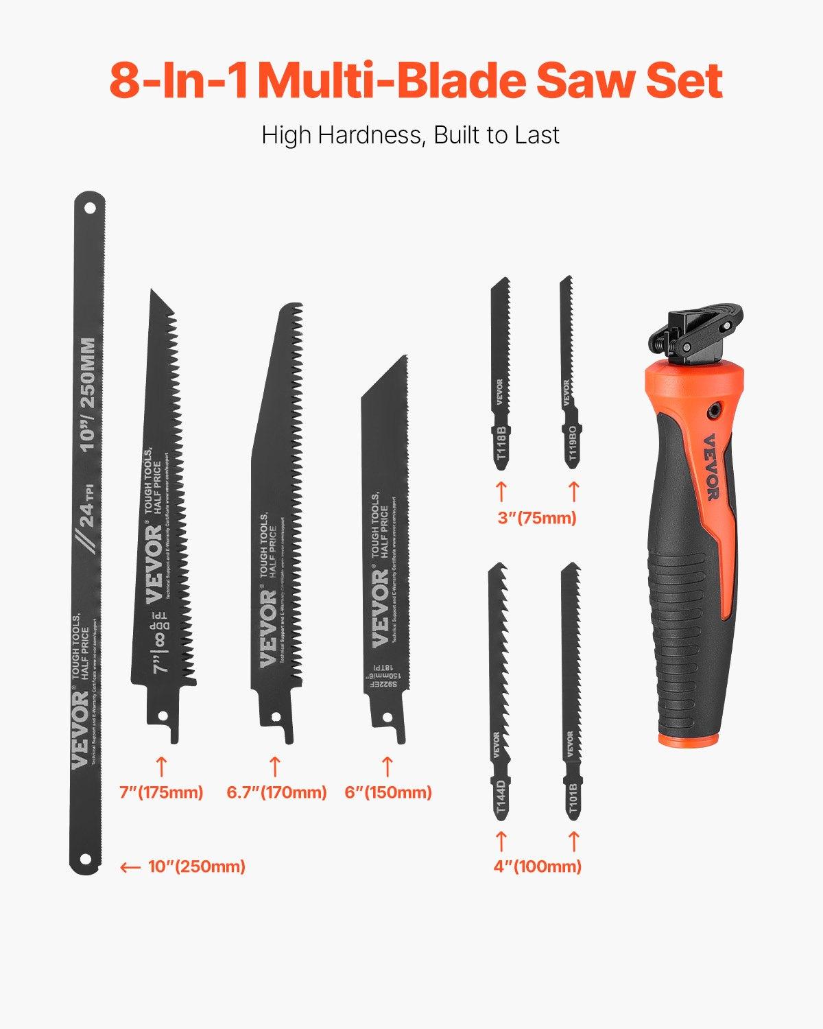 VEVOR Jab Saw, 6 in Keyhole Saw with Soft Grip Handle, 8-In-1 Multi-Blades Drywall Jab Saw, Sharp Jab Saw with Triple Ground Teeth, for Cutting Drywall Wood Metel Plastic Plywood Wallboard Thin Sheet VEVOR Jab Saw, 6 in Keyhole Saw with Soft Grip Handle, 8-In-1 Multi-Blades Drywall Jab Saw, Sharp Jab Saw with Triple Ground Teeth, for Cutting Drywall Wood Metel Plastic Plywood Wallboard Thin Sheet