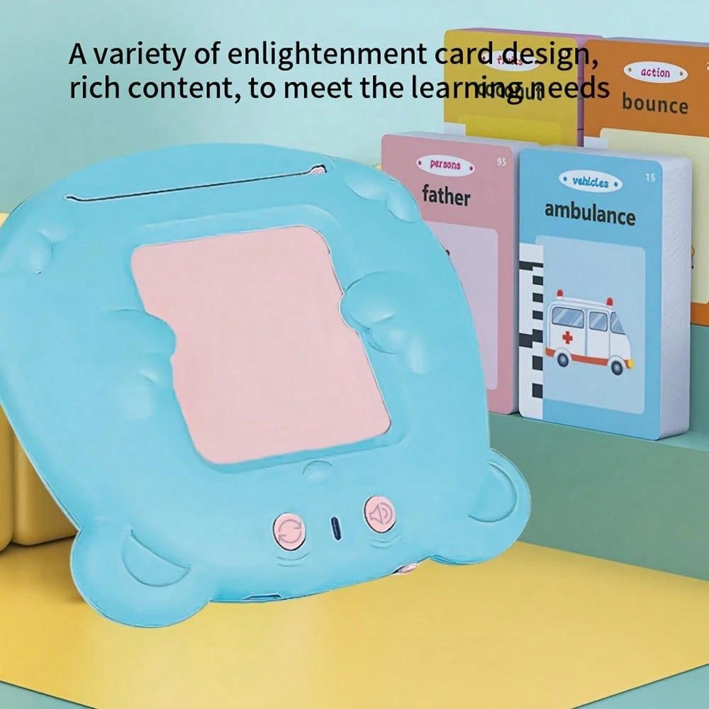 224/510 Words Youngsters Talking Flash Card Reader 112/225 Double-Sided Cards Blue & Pink Rechargeable Educational Interactive Toy Learning Flash Card Machine Gift For Holiday Season Birthday Easter Batteries Included USB Power