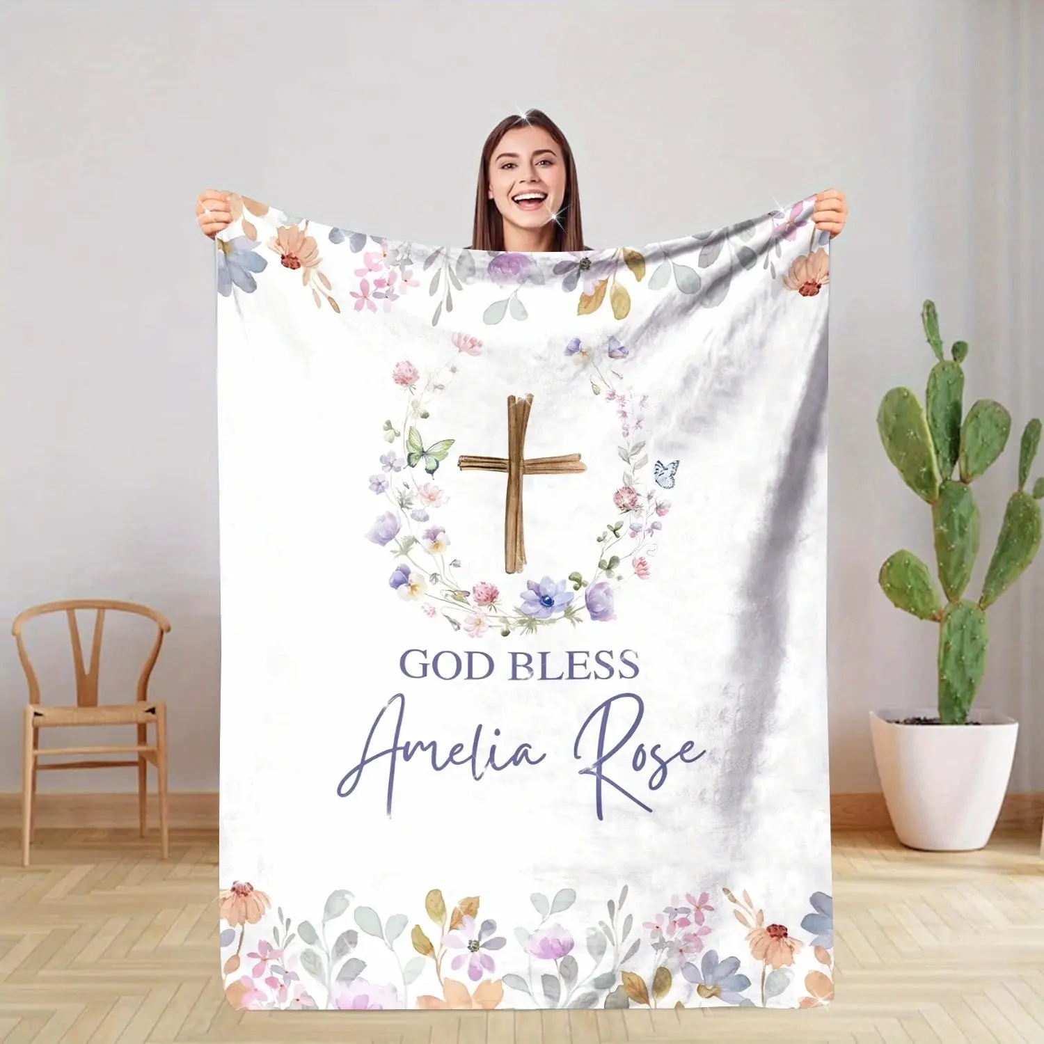 Personalized Name Flannel Throw Blanket, Custom Printed Soft Fleece Blanket, Cozy Gift for Family, Friends & Home Decor