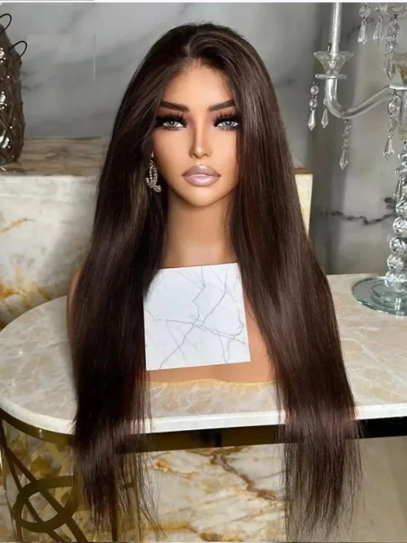 26-Inch Straight Synthetic Wig, 180% Density, Natural, Heat-Resistant, No Glue, Glueless Wig, Pre-Pulled, All Seasons, 13x4x1 Lace Front, Straight Wigs