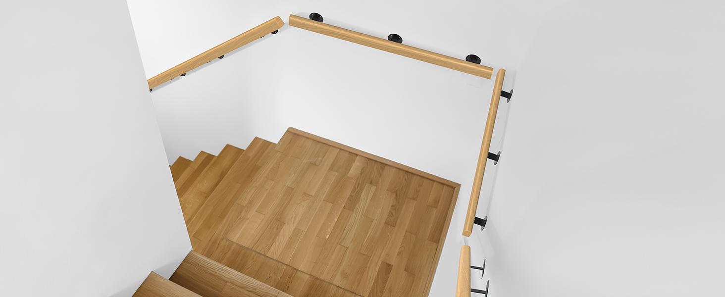 3FT Wooden Handrails,Hand Railings for Stairs Indoor Wall Wood Handrails,Non-Slip Sturdy Staircase Handrail Safety Grab Bar Rod Complete Kit for Home,Lofts,Guardrail