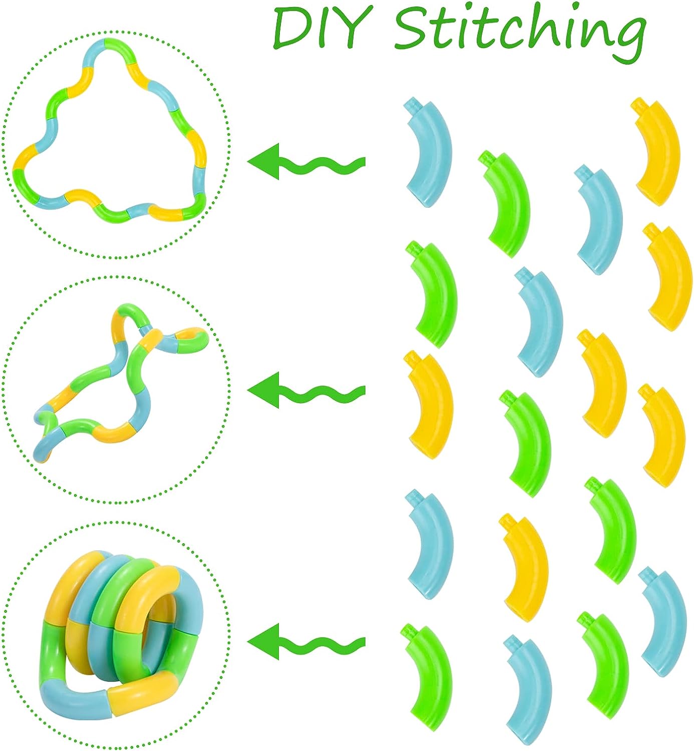 3pcs Tangle Fidget Toy Twisting Sensory Toy Hand-Eye Coordination Toy Anxiety Relief Finger Toy for Kid Adult Fine Motor Skills