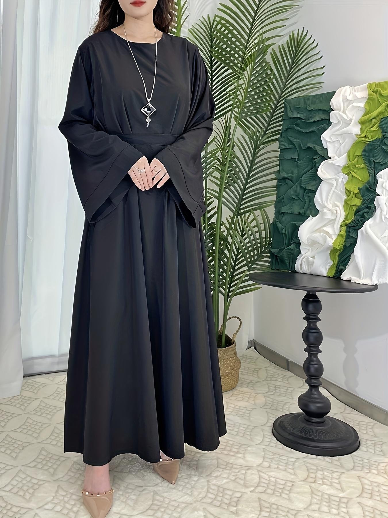 [Middle Eastern Loose Fit Dress] Elegant Green Arabic Women's Muslim Robe |   Middle Eastern Flared Sleeve Long Dress |   Loose Fit All-Season Versatile Home Festival Traditional Attire