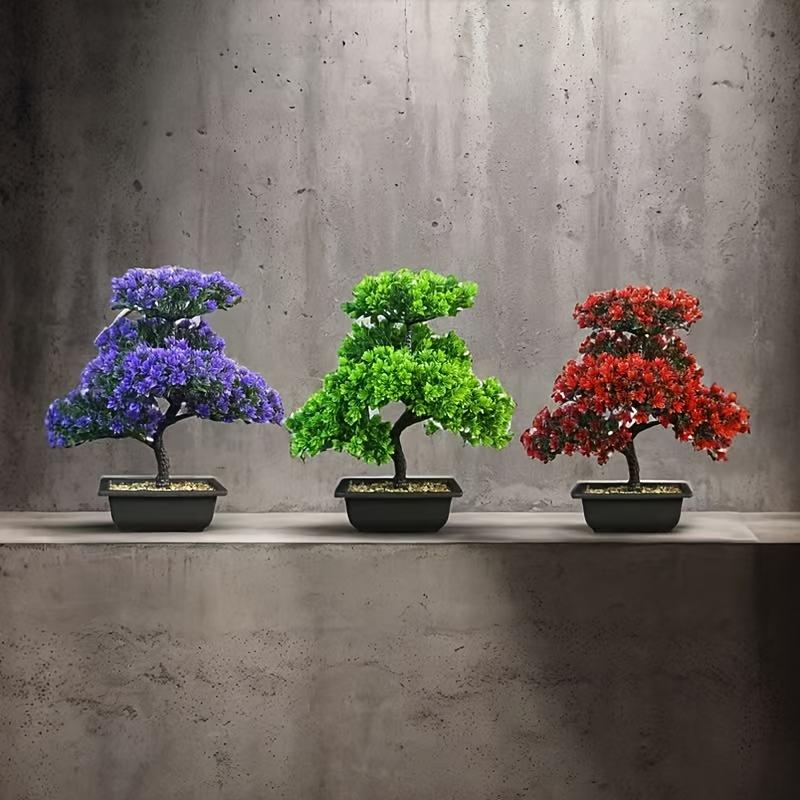 Artificial Welcome Pine Green Plant in Pot, Plastic Bonsai, Low-Maintenance, UV-Resistant, Indoor Decorative Ornament, High-End Artificial Money Tree, Suitable for Home Decor, Garden Decor, Café and Office Decoration, Ideal for Housewarming