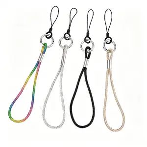 Universal Phone Lanyard Accessory Set, Trending 4 Pack Rhinestone Wrist Strap Combo, Adjustable Synthetic Cord Detachable Phone Charms With Metal Key Ring, Multi Color Portable Hand Held Straps, for Daily Errands, Office Commute & Casual Outdoor Carry