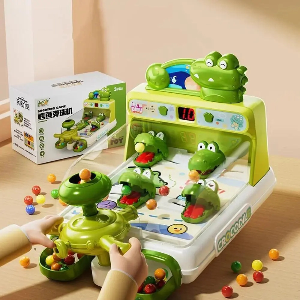 Unisex Electric Crocodile Pinball Shooting Machine 1 Set - Classic Novelty Stress Relief Toy, Educational Puzzle & Observation Game for Ages 12+, Nitrosamine-Free, Requires 1+ AA Batteries, Marble Table Compatible