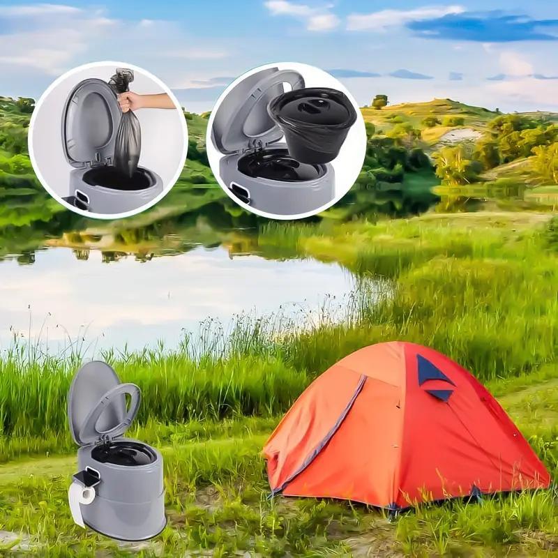 Tall and Spacious Extra Large Portable Travel Toilet - Hygienic Camping Toilet with Lid for Car, Hiking, Beach, and Outdoor Adventures#Summervibes