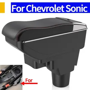 Dual-layer center console storage box for the Chevrolet Aveo; features two-tier storage to expand the vehicle's interior storage capacity.