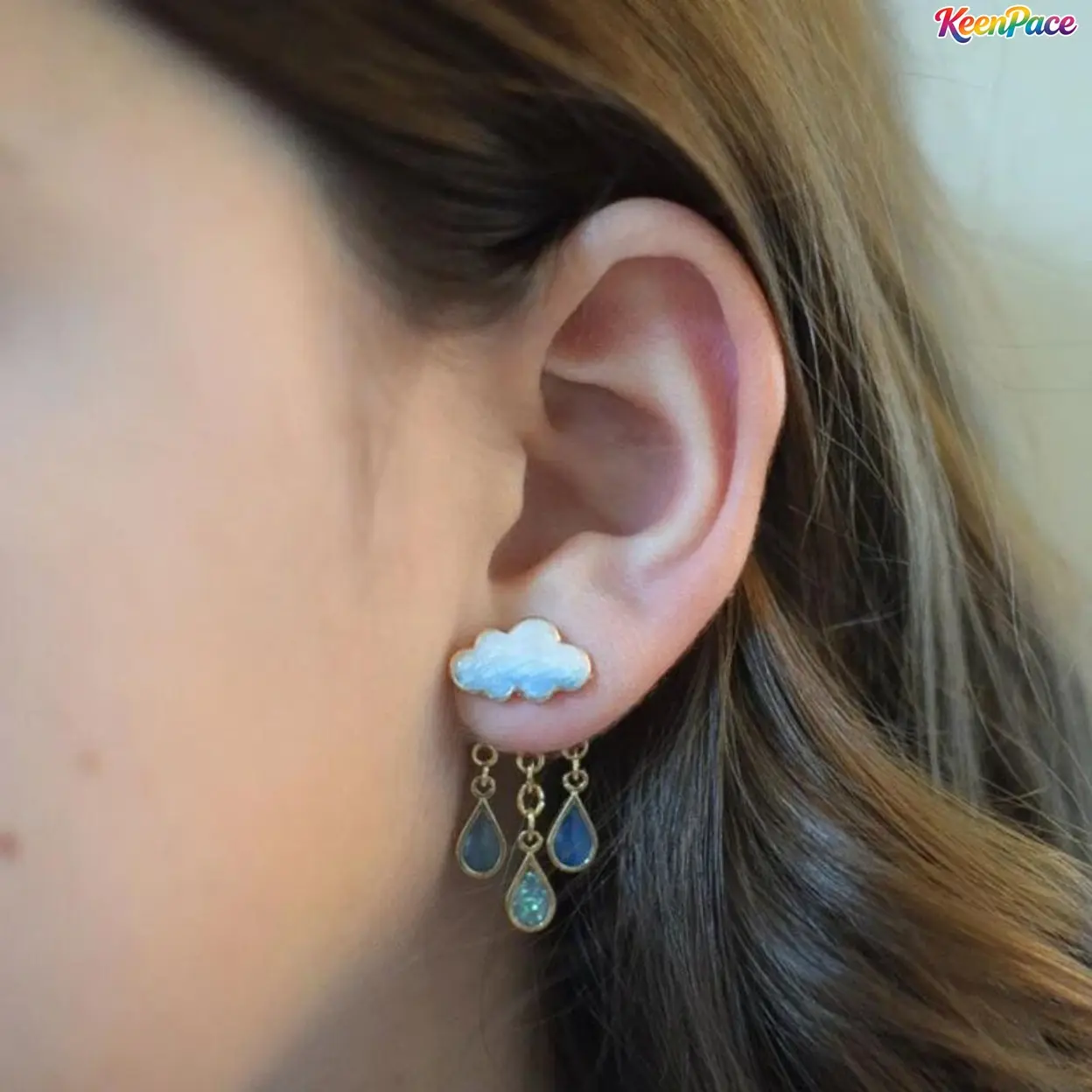 1 Pair Exquisite Glitter Cloud & Raindrop Dangle Earrings, Cute Charming Statement Drop Jewelry, Versatile Accessory For Casual Gatherings & Party Styling, Sweet Novelty Birthday Gift For Teenage Girls,summervibes
