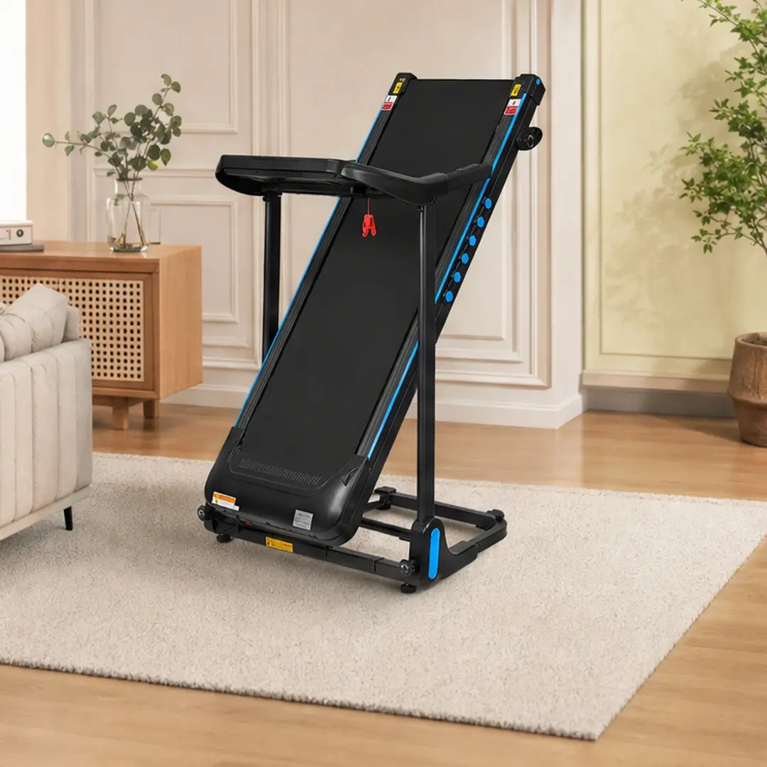 Hydraulic Portable Folding Treadmill for Home Gym - Home Exercise Equipment with 3.0 HP Motor, 350 lb Capacity, Metal Frame, 10 MPH, Manual Incline, Bluetooth Speaker, Shock Absorption, Hands-Free Unfolding, Pulse Monitoring, Knee Impact Reduction, Foldab