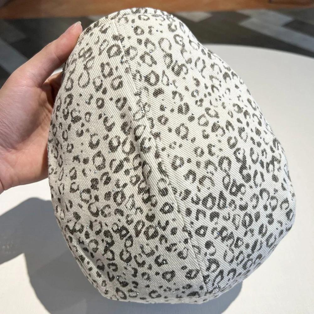 HT4874 Berets Shiny Spring Autumn Hat Men Women Leopard Artist Painter Beret Hat Male Female Ivy Flat Cap Adjustable Beret Caps