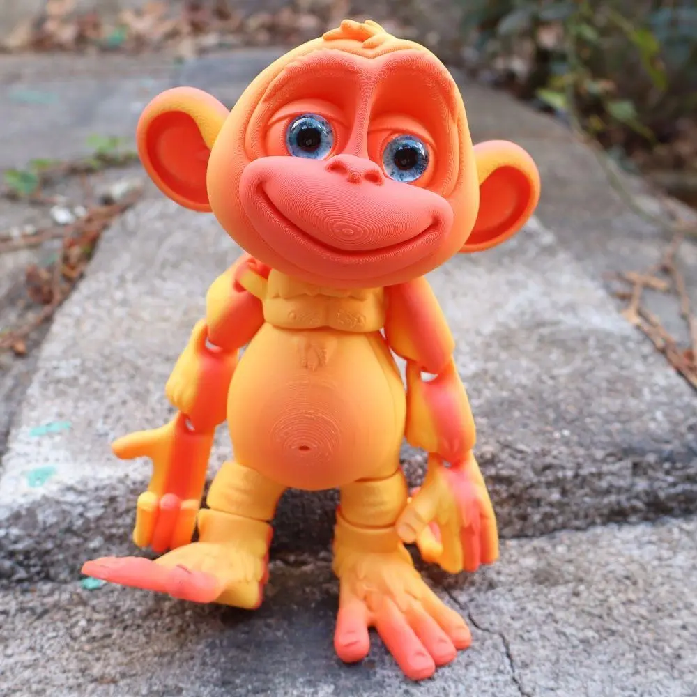 3D Printed Large Eye Monkey Statue, Articulated Monkey Figurine, Decorative Figurine, Jointed Desktop Decor, Birthday Graduation Gift, Christmas Present, Unique Ornament, Articulated Animal Figurines