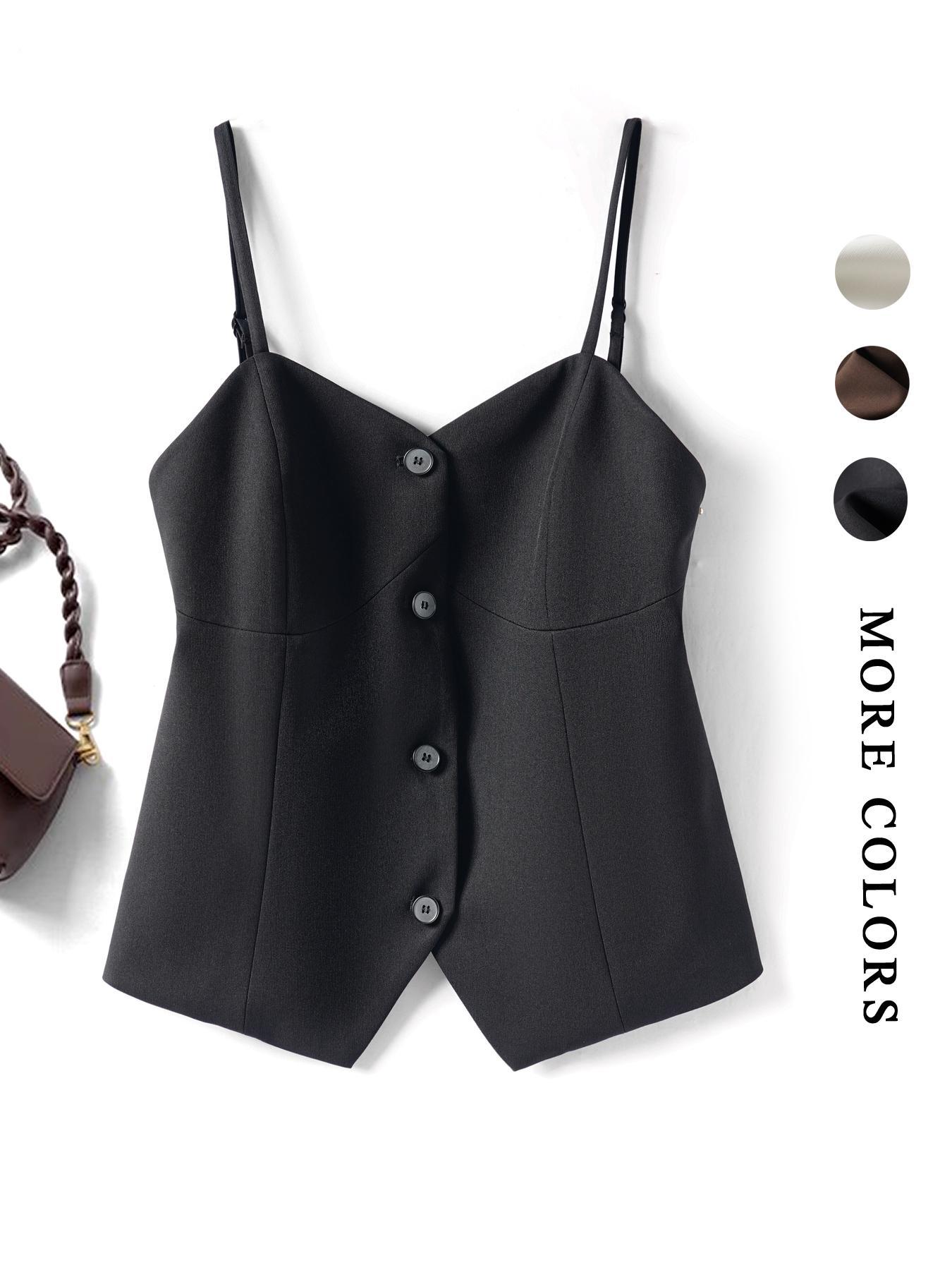 Women's Solid Color Elegant Chic Sleeveless Cami Top Spaghetti Strap Top for Daily Wear, Ladies Clothes for All Seasons