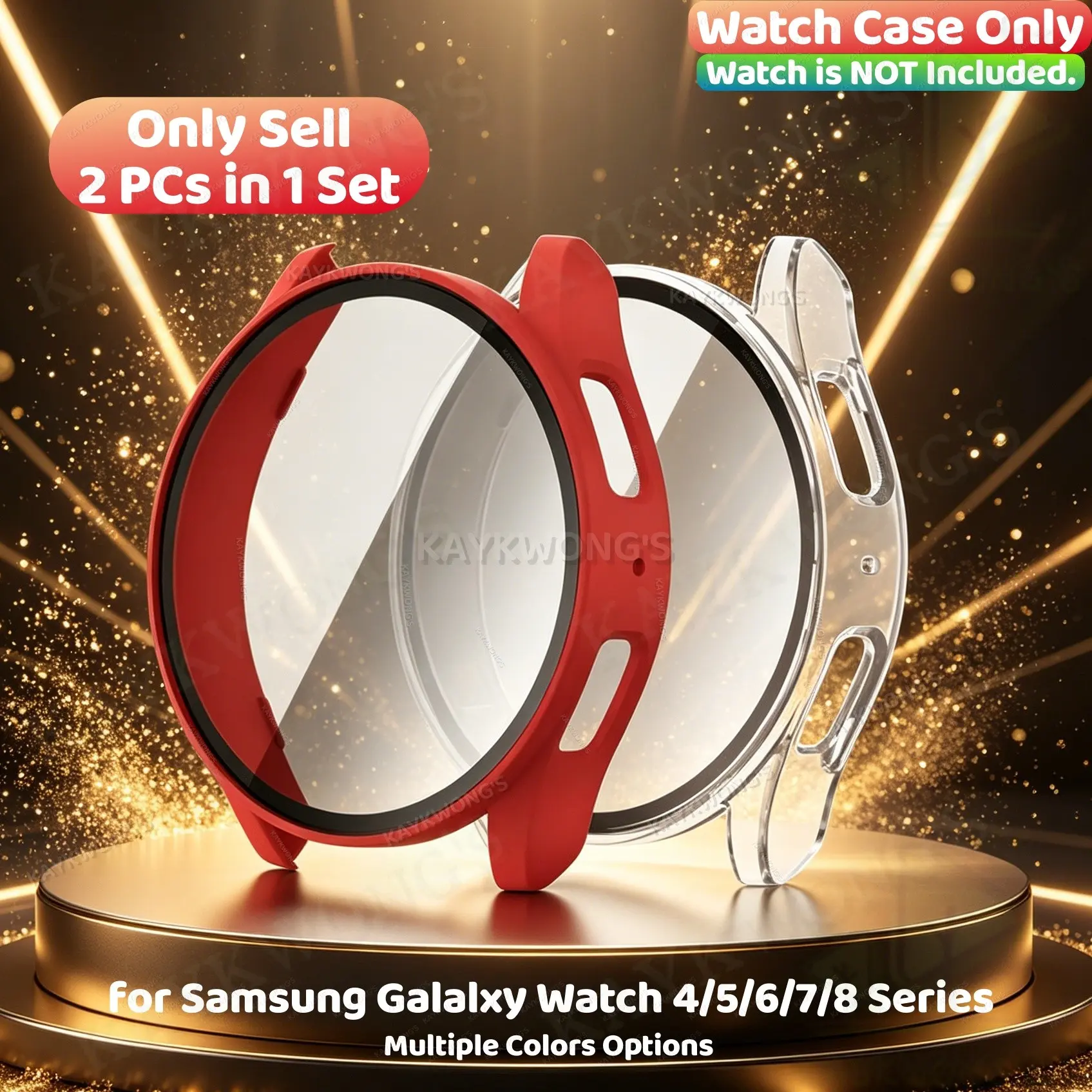 KAYKWONG'S 2-Pack Colors HD Protective Watch Case Cover, Scratch-Resistant, Touch-Sensitive, Compatible with Samsung Galaxy Watch 4/5/6/7, 40mm & 44mm, Daily Wear Accessory