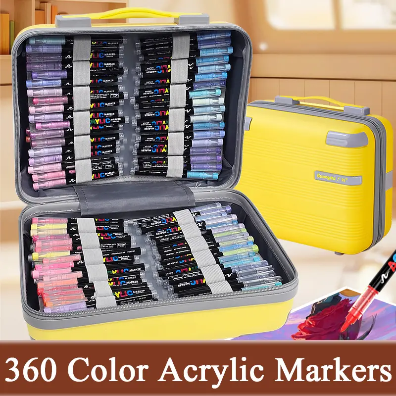 Christmas Painting Supplies, Acrylic Material, 360 Color High Saturation Markers, Soft Tip Flexible Control, Fast Drying, Easy Storage