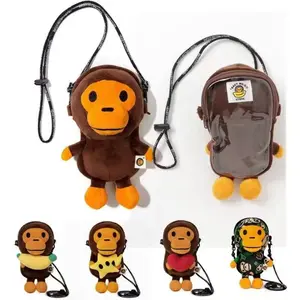 Monkey Crossbody Bag for Kids & Teens – Cartoon Plush Mini Shoulder Bag, Camouflage Street Style Phone Sling for School Travel, Viral Cute Kawaii Daypack
