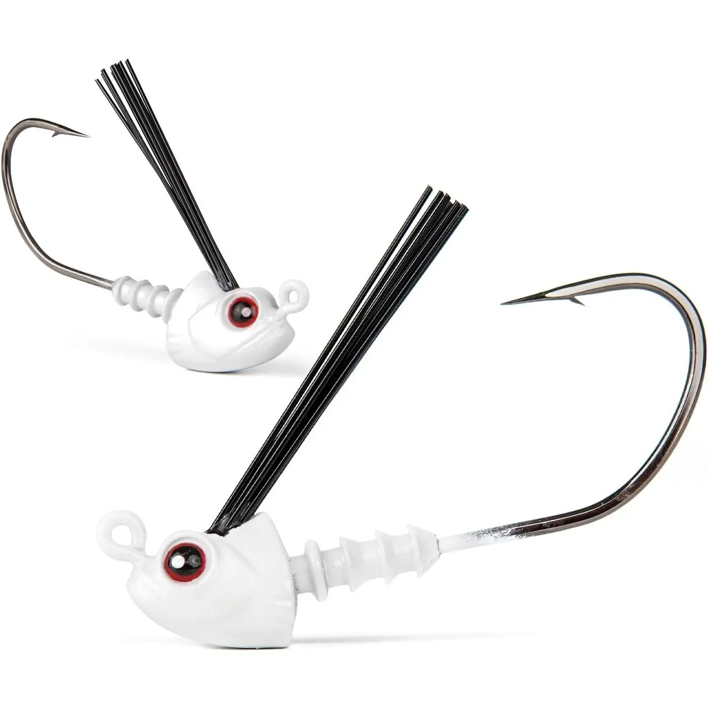 8-Pack Weedless Swimbait Jig Heads 1/8 3/16 1/4 3/8 1/2oz, Fiberglass Weed Guard with 2/0 3/0 Hooks for Bass Fishing