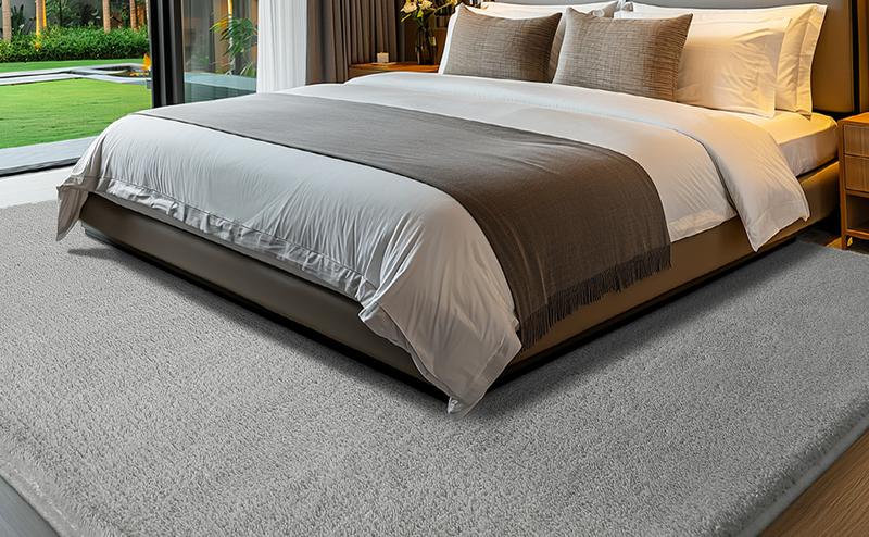 FAMVAL Large Size Plush Rugs Big Fluffy Area Rug Non-slip Soft Shaggy Ultra-comfortable Cool Carpet Mats for Living room Bedroom Nursery Home Decor Light Gray Christmas gifts