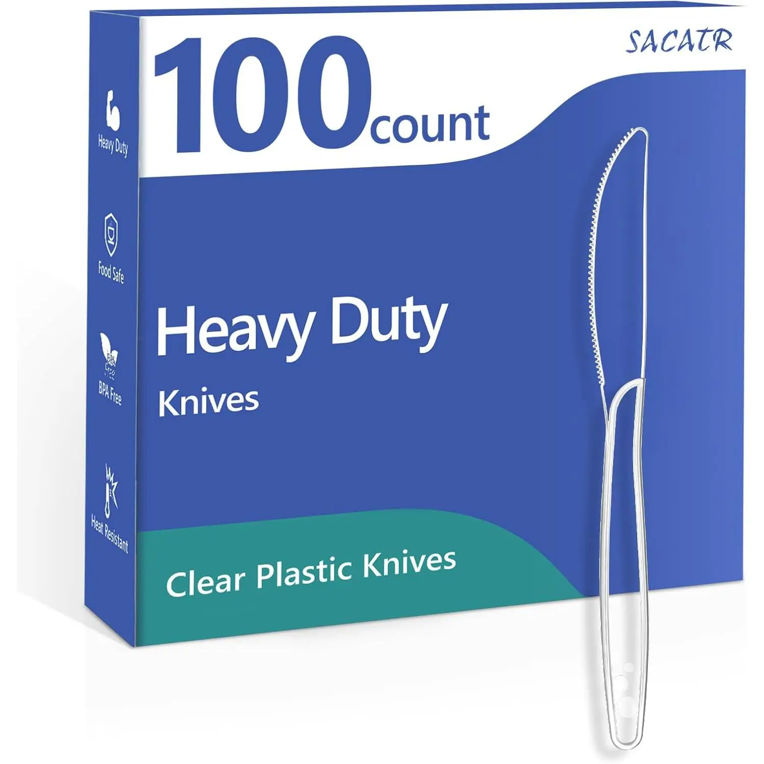 100 Count Heavy Duty Plastic Knives Disposable, BPA-Free Clear Plastic Knives,Suitable for Party, Events and Everyday Use