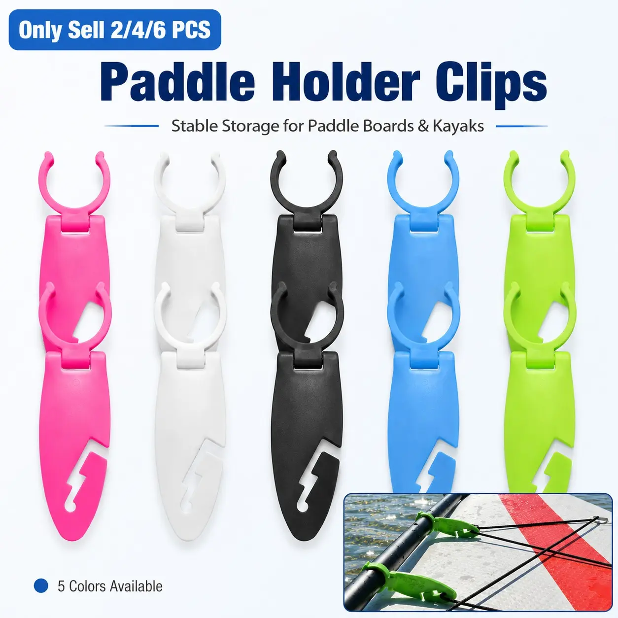 2/4/6 PCS Stable Paddle Holders for Kayaks Paddle Board Accessories, Fixing Clamps, Paddle Clips, Easy Installation, Universal Fit for Kayaks Canoe Paddle Boards Oars, Secure Storage for Kayaking, Paddleboarding, Outdoor Water Sports Use