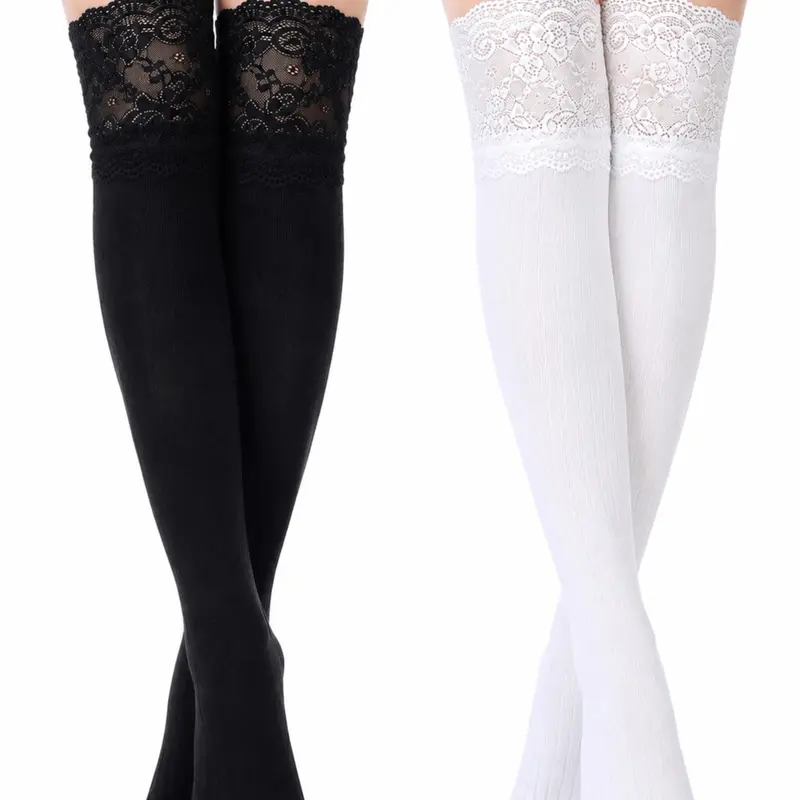 【Biack Friday】2 Pairs Women's Knee-High Lace Socks Soft Cozy Long Boot Socks Knee High Stockings Long Y2K Stockings for Autumn and Winter
