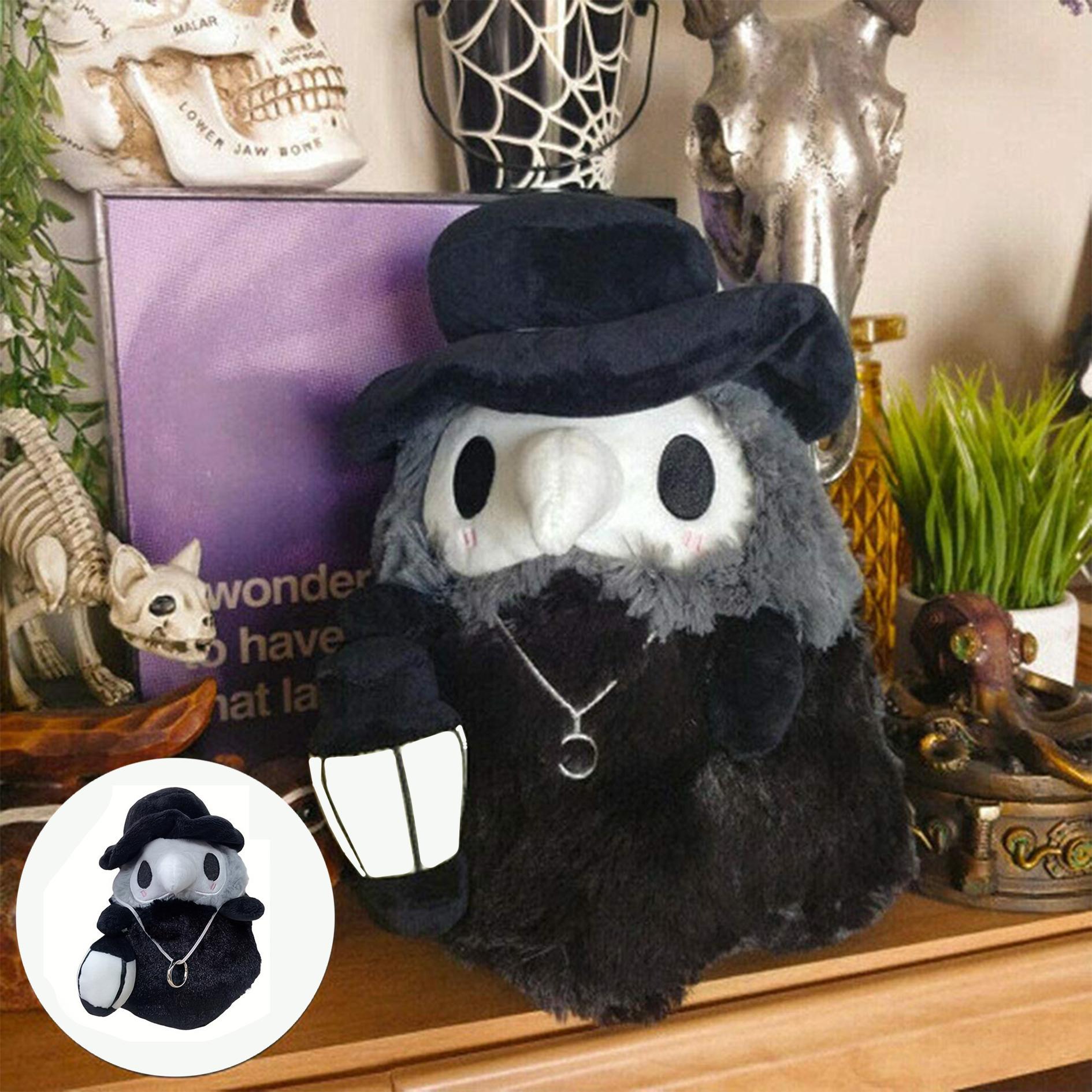 Cute Plague Doctor Design Plush Toy, 1 Count Horror Stuffed Plushie Pillow, Fluffy Plague Doctor Stuffed Figure Toy, Gift for Childern and Friends, Kreeptures Plushies, My First Addiction Toys, Halloween, Cuddly Stuffed Animal