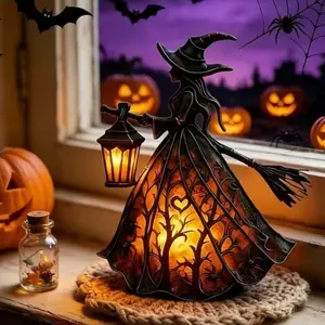 Halloween Witch Lamp, Spooky Standing Night Light, Novelty Lighting, Unique Witch Statue Table Lamp for Bedroom Decoration, Perfect for Halloween Festivities