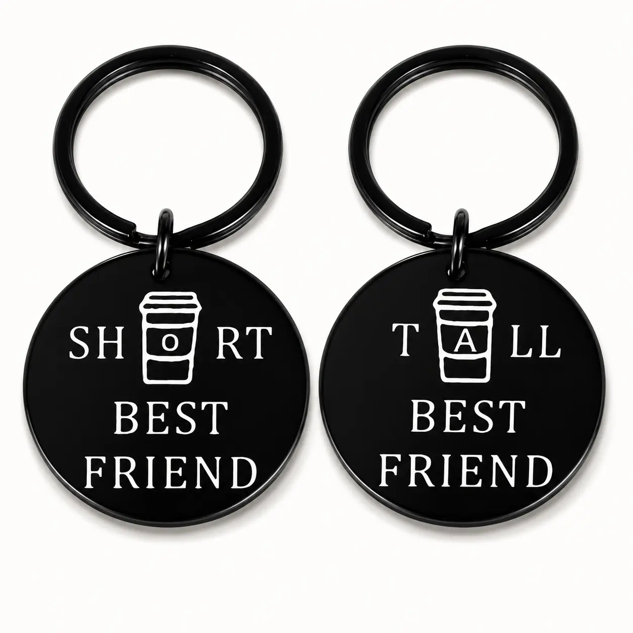 Short & Tall Best Friend Matching Keychains Set, Coffee Cup Design BFF Best Friend Key Rings Gift for Besties Birthday Friendship Presents