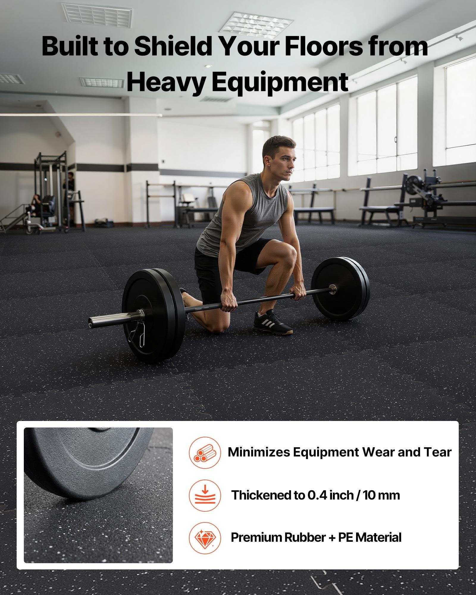 VEVOR Puzzle Exercise Mat, 12 PCS Fitness Equipment Mats, 24 x 24 x 0.4 in, High-Density EVA Foam Mats Set, Interlocking Rubber Soft Tiles, Protective Floor Padding with White Dots for Home Gym Office