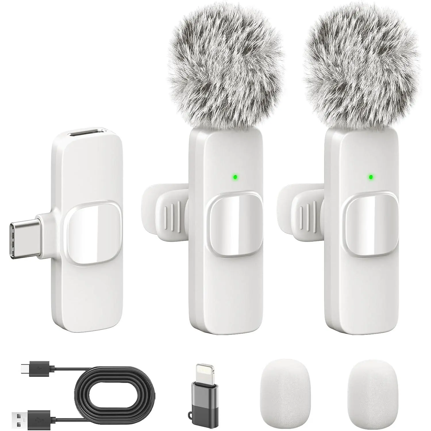 White  Lavalier Microphone for  & Android - Mini Clip- Mic with Noise Cancellation 2 Pack Lapel Mic Plug and Play  Mic for Video Recording Interview Podcast Vlog YouTube
