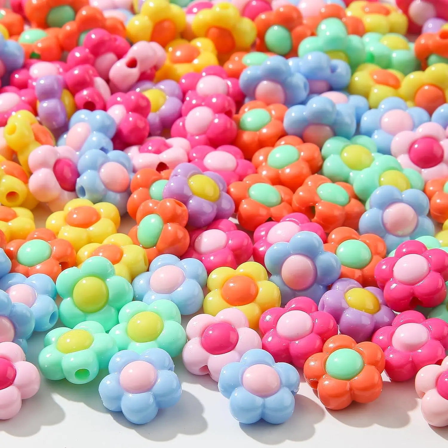 150 count  Beads Colorful Flower Beads Rainbow Sun Flower Beads for  Making  DIY Bracelet, Charms  Craft Supplies (Rainbow Color)