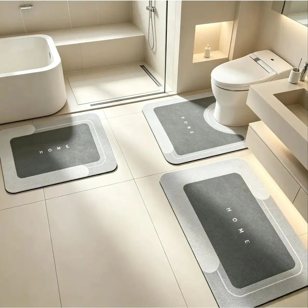 Diatomaceous Earth Bath Mat, Stone Bath Mat for Bathroom, Quick Drying & Super Absorbent, Non-Slip Hard Floor Mat, Easy to Clean, Wear-Resistant Shower Mat for Home