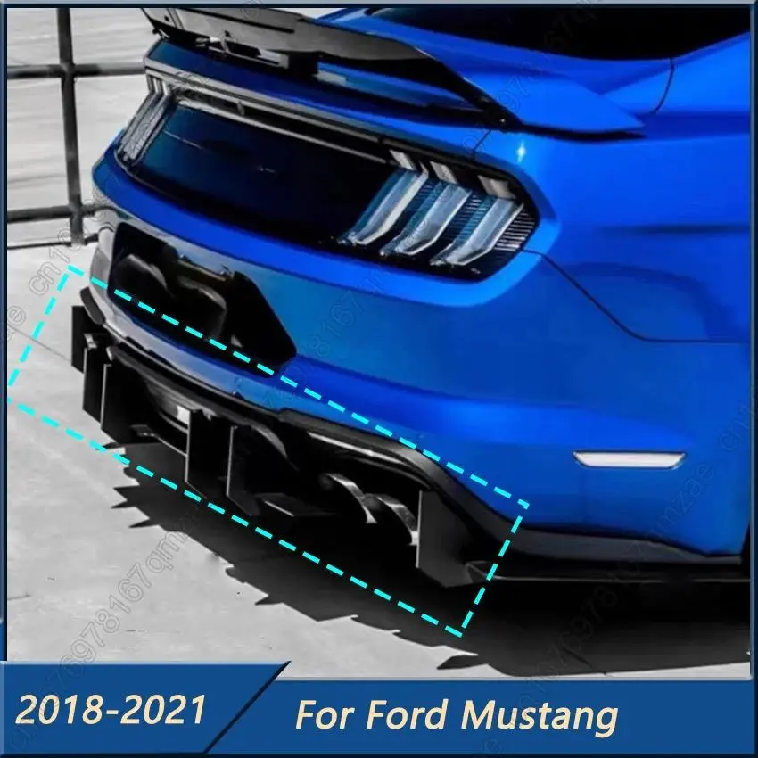 Car Rear Bumper Diffuser Body Kit for Ford Mustang 2018-2020, Mustang Ecoboost 2021, Black ABS Plastic, Clip Installation, Lightweight, Improves Sporty Appearance, Creates More Aggressive Rear End