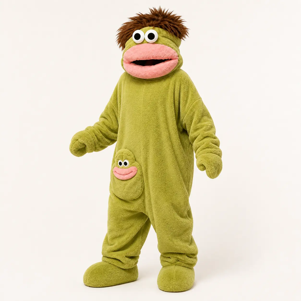 Silly Monster Halloween Costume Onesie for Unisex Adults, Big Mouth Design Soft Plush Fleece Hooded Pajamas with Googly Eyes & Comb, Oversized Full-Body Long Sleeve Sleepwear for Cosplay Pajama Party Sleepover Home Loungewear & Holiday Gift "