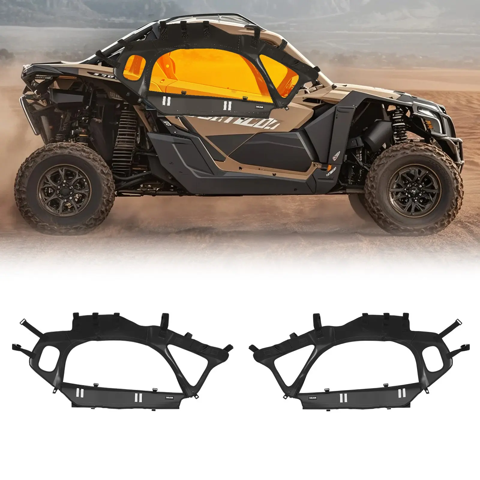 VEVOR UTV Soft Door Cab Enclosure Kit, Vinyl Transparent Cover for Can Am Maverick X3 2-Seater 2017-2024, All-Season Protection, Enhanced Waterproof Zipper, Straps, Reflective Strips, PVC Mesh, Side Mirror & Windshield Compatible, Easy Cleaning