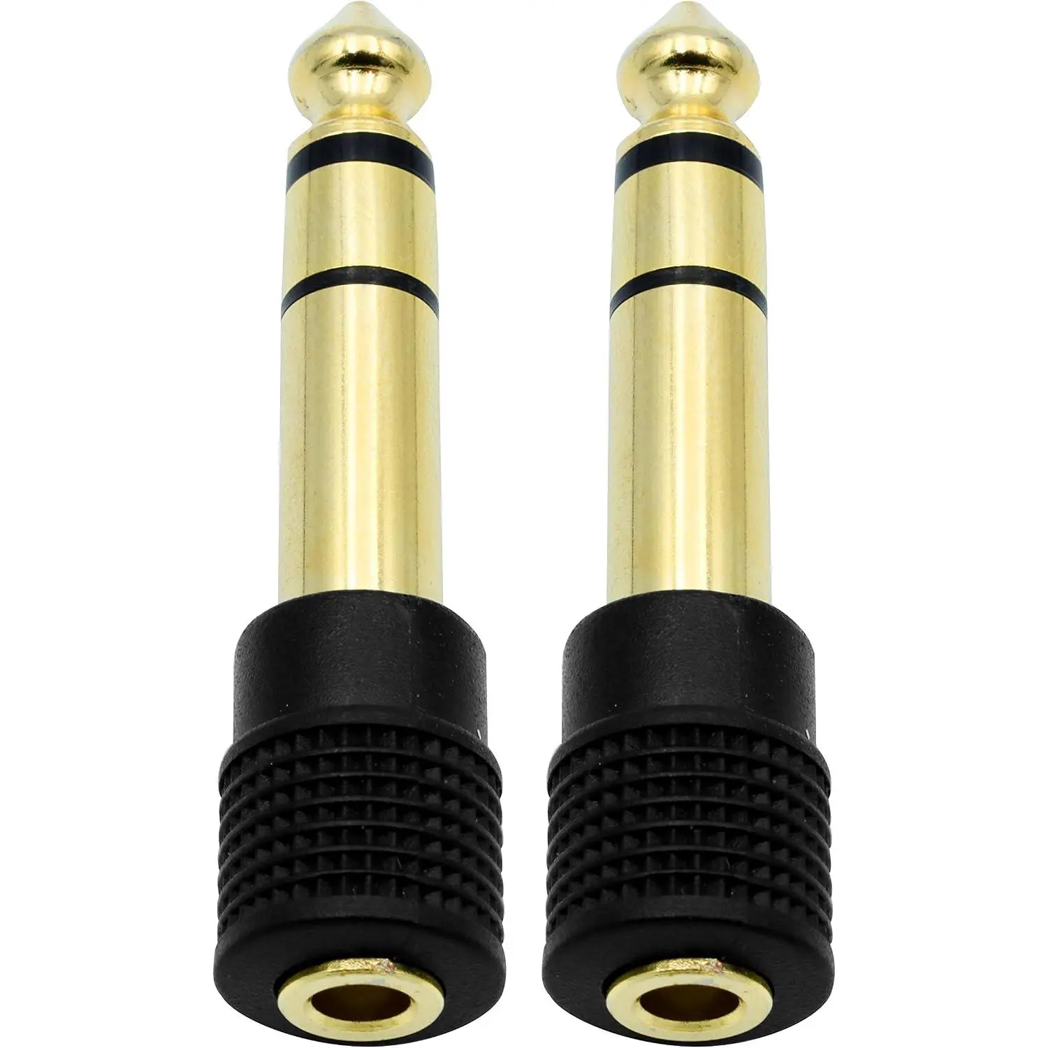 6.35mm (1/4 in) Male to 3.5mm (1/8 in) Copper Plated Stereo Audio Adapter, Grip-Enhanced Headphone Connector for Default Devices, 2 Pieces, Headphones
