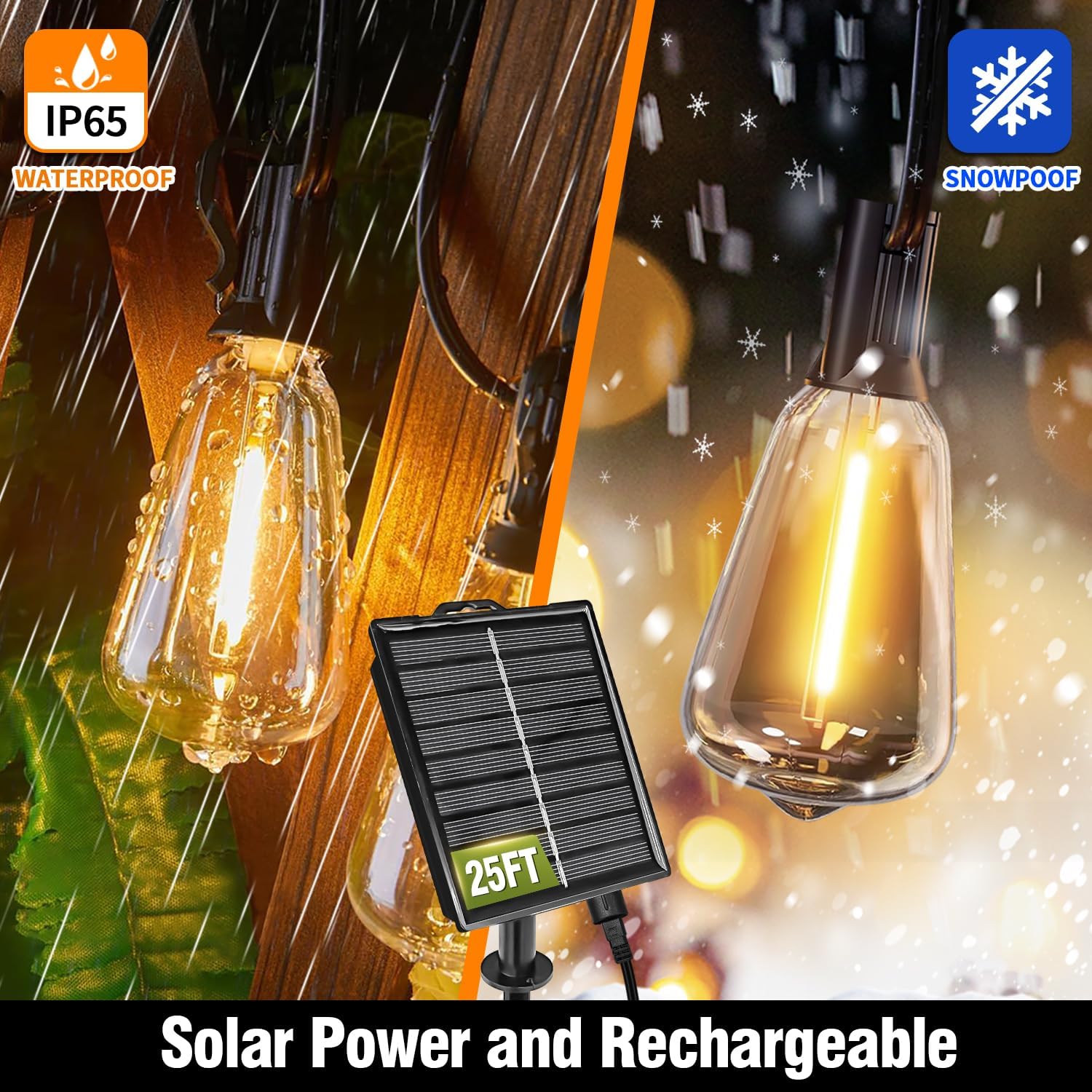Solar String Lights Outdoor with Remote & Timer, LED Shatterproof ST38 Bulbs, USB & Solar Patio Lights for Backyard, Porch, Garden, Wedding, Christmas Decor (25FT) Solar String Lights Outdoor with Remote & Timer, LED Shatterproof ST38 Bulbs, USB & Solar Patio Lights for Backyard, Porch, Garden, Wedding, Christmas Decor (25FT)