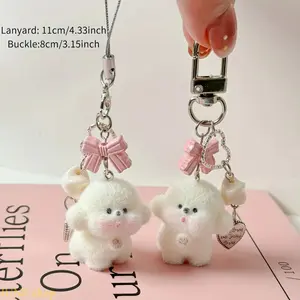 Cute Flocked Bear Keychain And Phone Pendant, Multi Purpose Decorative Accessory For Handbags And Key Sets, Lovely Exquisite Gift Choice For Girls And Women On Various Holiday Occasions