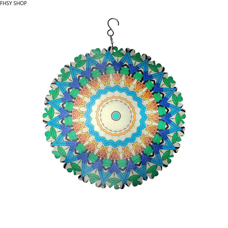 Colorful Mandala Wind Spinner for Garden, Rainbow Reflective 3D Kinetic Art with Laser-Cut Stainless Steel, Hanging Outdoor Decor for Patio, Yard & Balcony, Nature-Inspired Gift