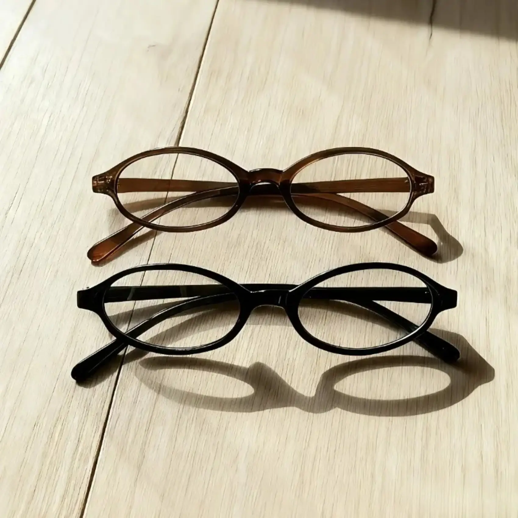2‑Pack Small Oval‑Frame Eyeglasses With Clear Lenses, Retro‑Fashion Unisex Eyewear, Lightweight Comfortable Glasses With Blue‑Light‑Blocking Function For Daily Outfit Matching