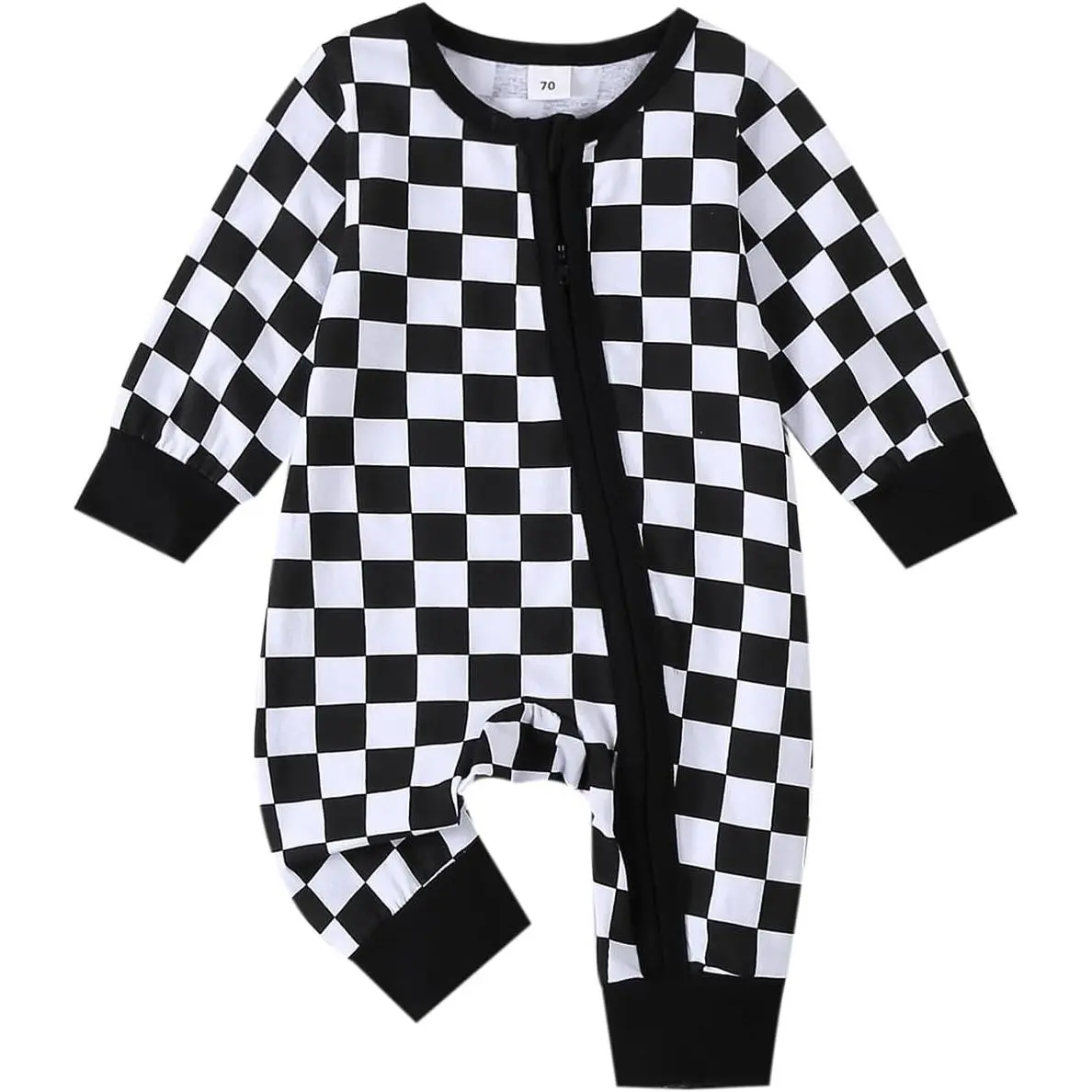 Newborn Baby Boy Girl Clothes Checkered Long Sleeve Zipper Romper Jumpsuit One Piece Bodysuit Fall Winter Outfit New model affordable product first girl boy clothes crate costume fit items july cotton western infant funny onesies knitted spring boutique