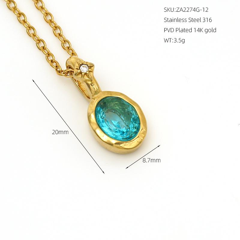 VEVE Twelve Birthstone Necklace For Women 12 Colors Zircon Pendant 316 Ornaments Women's Necklace