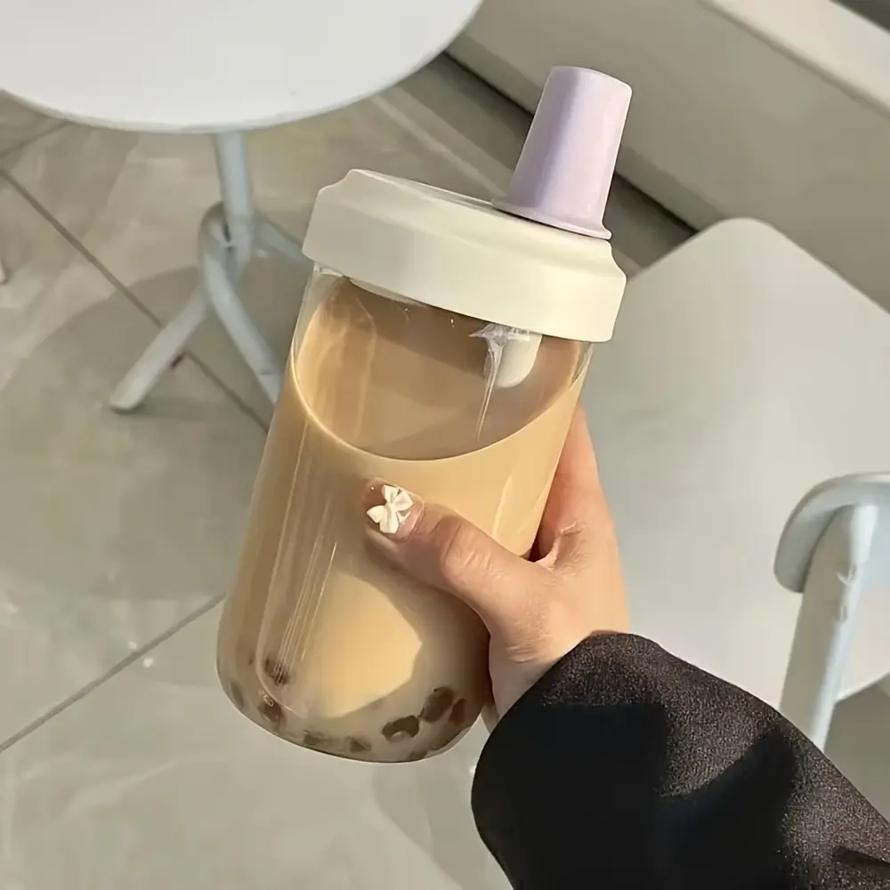 1 Transparent Large-capacity Straw Cup, Heat-resistant and Temperature-resistant Portable Milk Tea Cup, Food-grade PP Material, Suitable for Juice, Milk and Direct Drinking Water, Perfect Gift
