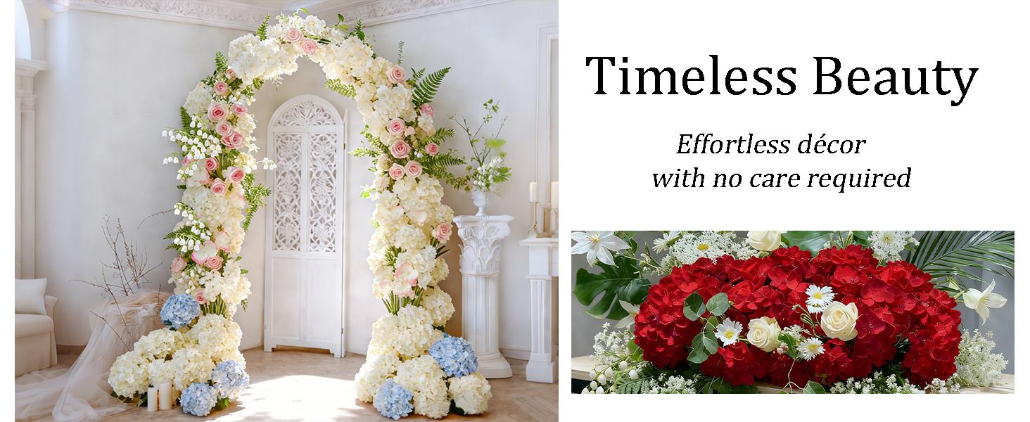 Dark Red Hydrangea Artificial Flowers Bulk, 30 Pcs Faux Hydrangea Flowers Heads, Artificial Fake Silk Hydrangea Flowers with Stems, Red Flowers Artificial for Decoration Wedding Décor