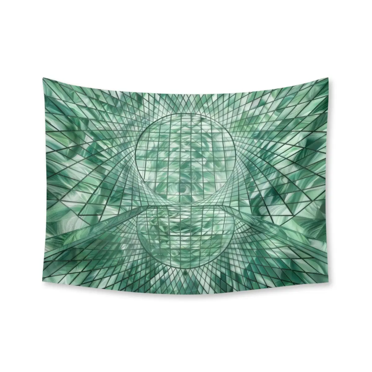 Trippy 3D Illusion Geometric Tapestry - Green Abstract Wavy Grid Fabric Wall Hanging for Aesthetic Dorm & Bedroom #TikTokMadeMeBuyIt #TrippyDecor #DormDecor #Tapestry